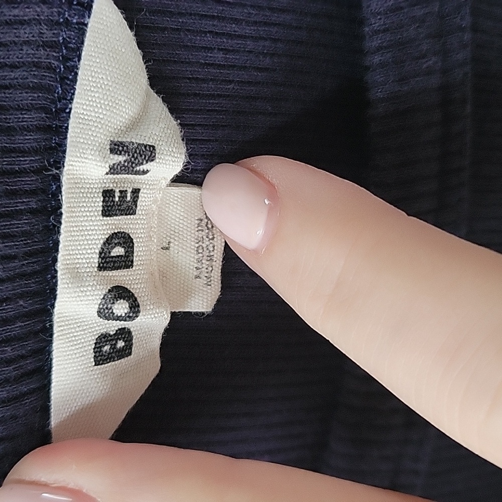 Boden Women Top Crewneck Ribbed Fitted Navy Blue Long Sleeve Size Large - Picture 3 of 5